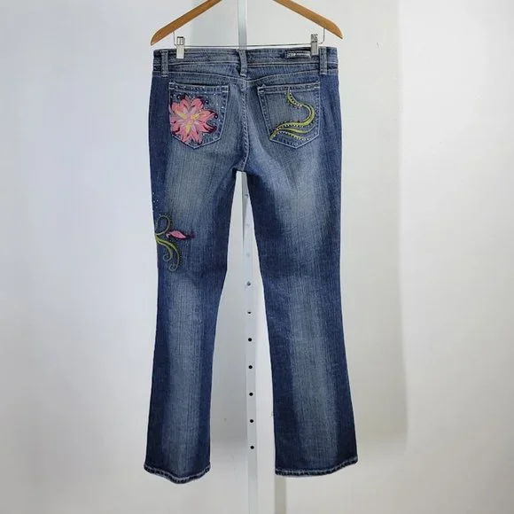 Zco premium embroidered floral vintage bootcut jeans Sz 13 - Picture 5 of 9